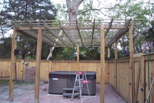 Backyard Pergola over Hot Tub