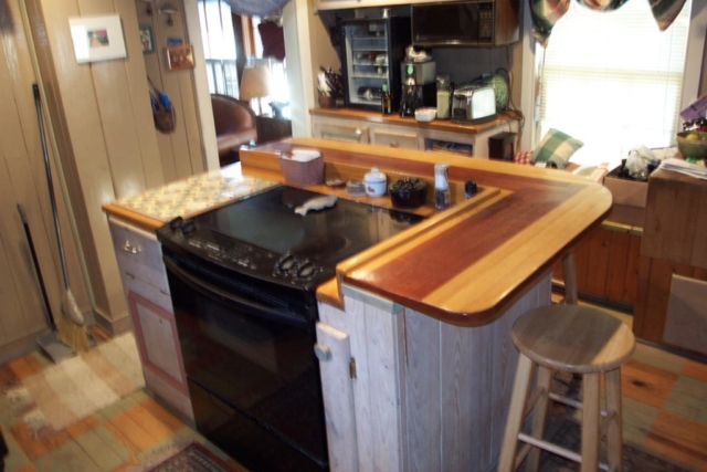 Custom Kitchen Island with Inlaid Oak and Cherry Countertop 2