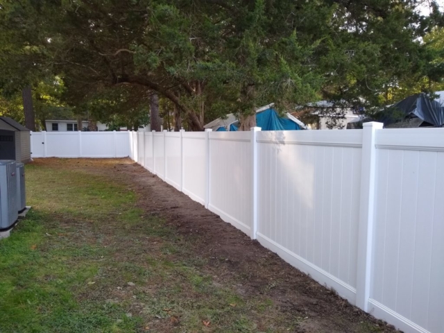 White Vinyl Racking Privacy Fence (Inside View)