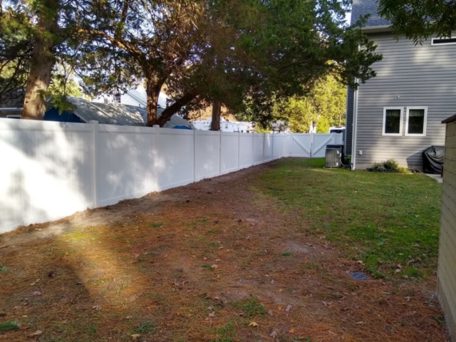 White Vinyl Racking Privacy Fence with Double Gate (Inside View)