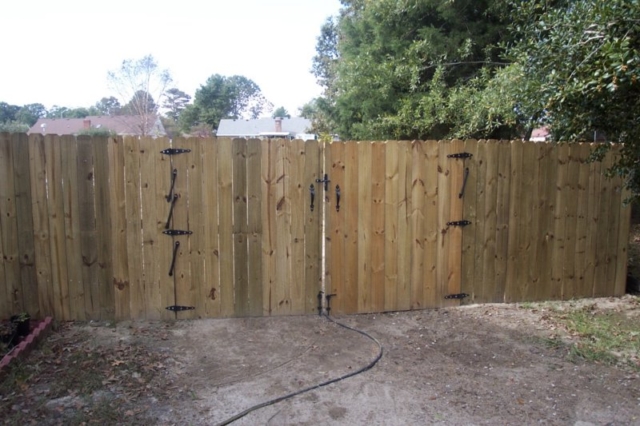 Pressure Treated Privacy Fence with Double Gate