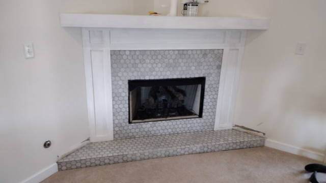 Fireplace Mantel and Tile Make-over Completed