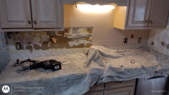 Kitchen Backsplash 3 During Old Tile Removal