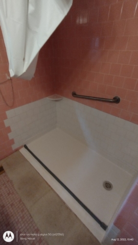 Pink Bathtub to Rollin Shower Pan Completed