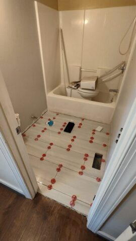 Bathroom Floor Remodel Under Construction