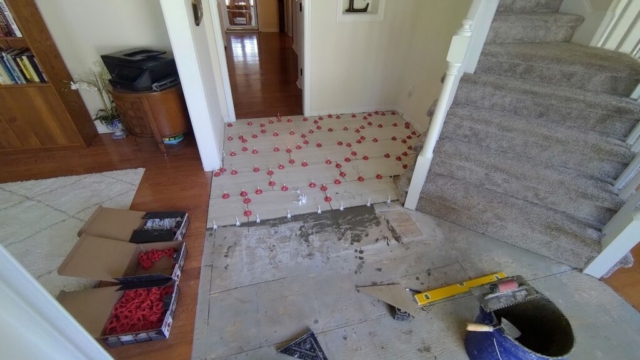 Foyer Floor Tile During Installation