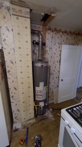 Enclosing Kitchen Water Heater Before