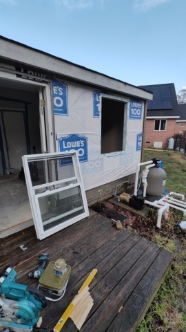 Poolhouse Rotted Wall During Construction