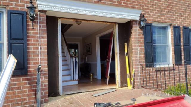 Front Door with Sidelights and Trim During Construction