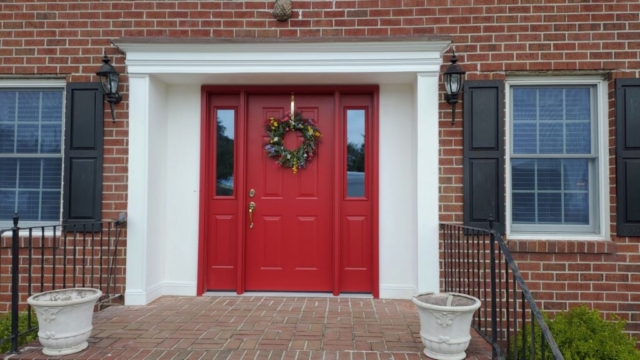 Front Door with Sidelights and Trim Completed