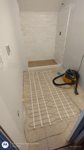 Bathroom Floor Heating (Thermostat on wall on Left)