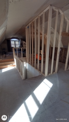 Bathroom and Stair Rail Framing Room over Garage