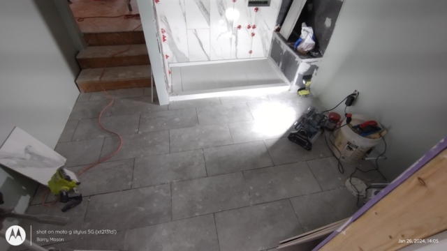 Bathroom Floor Tiling In Progress