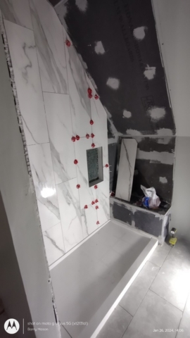 Shower Tiling In Progress