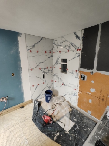 Master Bath Shower Tiling Underway