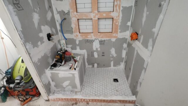 Shower Enclosure During Construction 1