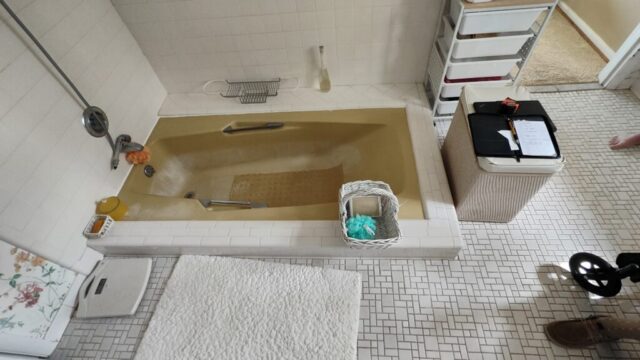Before Construction: Sunken Tub, Tiled Enclosure and Tile Flooring Before Construction: Sunken Tub, Tiled Enclosure and Tile Flooring