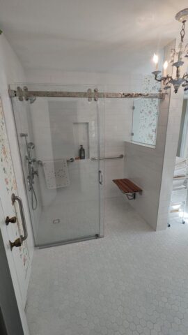 Shower Enclosure and Splash Guard Installed, Project Completed Shower Enclosure and Splash Guard Installed, Project Completed