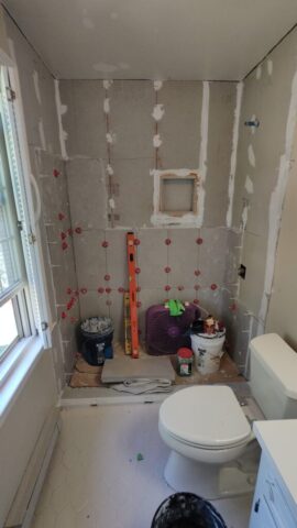 Shower Tiling Underway Shower Tiling Underway