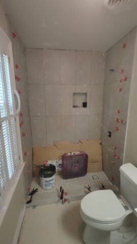 Shower Tiling Almost Completed Shower Tiling Almost Completed